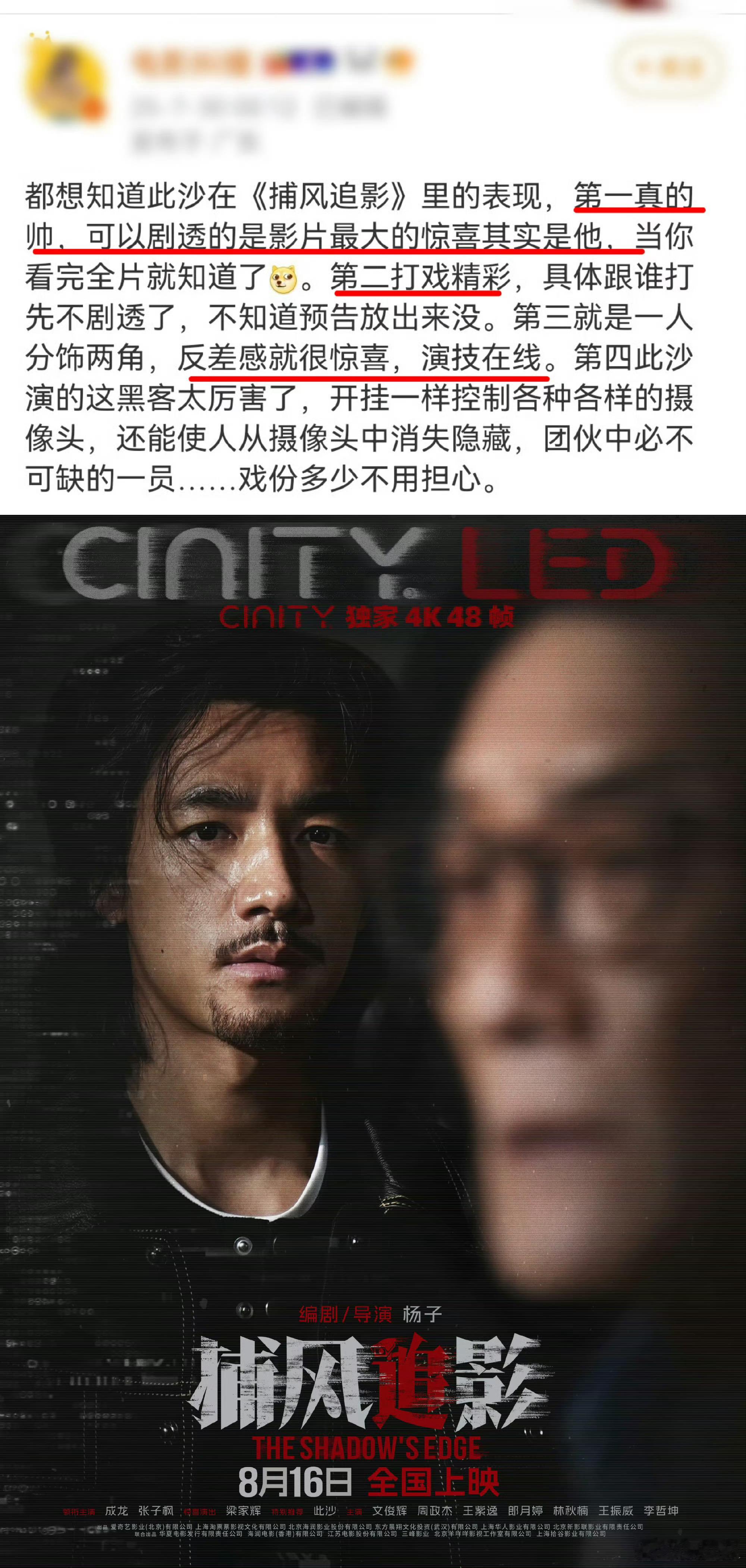 看repo就要爱上此沙的程度 捕风追影的点映repo太让人期待此沙了！都说他帅到