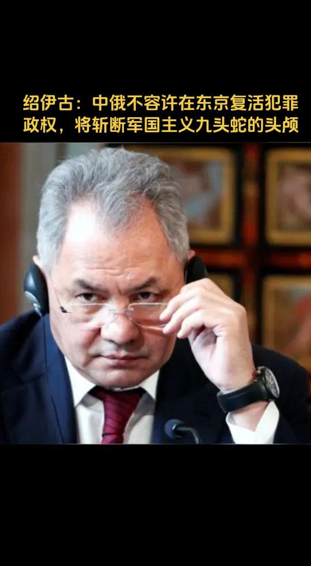 绍伊古：“军国主义九头蛇再次抬头，但中俄在斩断其头颅方面已积累足够经验”，并警告