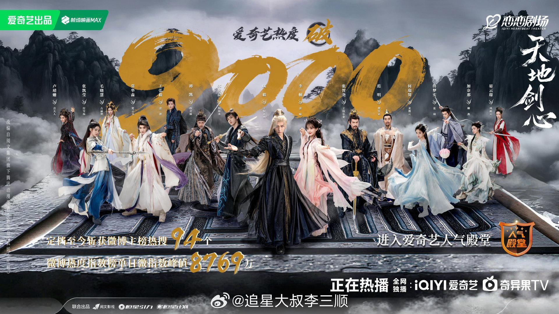 成毅、李一桐天地剑心爱奇艺热度破9000了！ ​​​