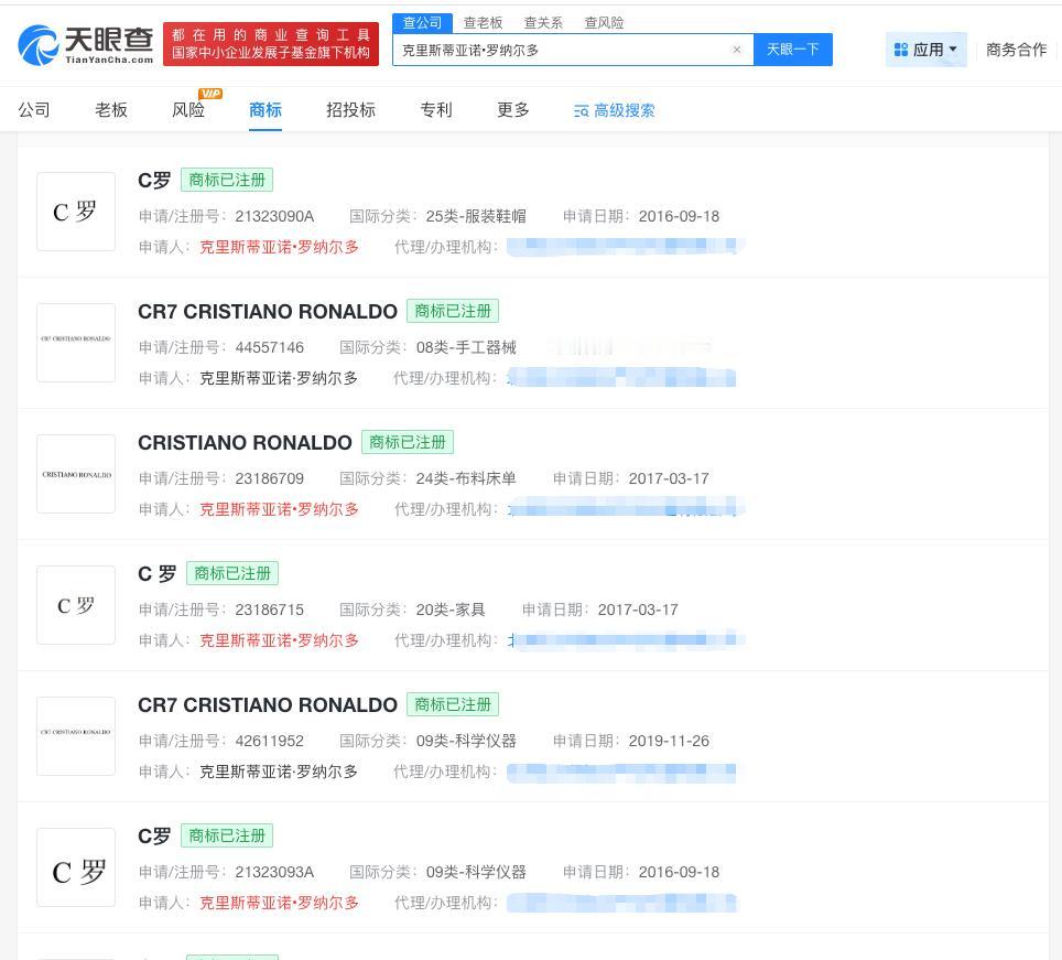C罗已注册多枚姓名相关商标

C罗认为人类喝牛奶不正常
近日，C罗因坚持“成年后