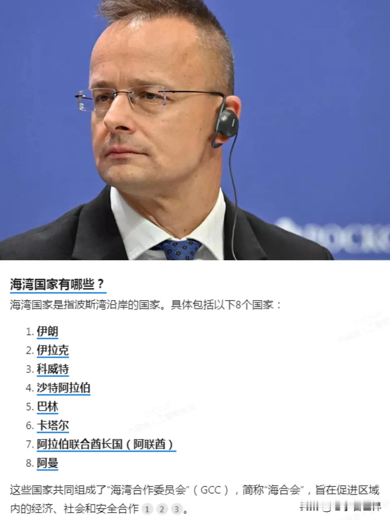 匈牙利外长呼吁欧盟与海湾国家建立自由贸易
布达佩斯时间11月4日下午，匈牙利外交