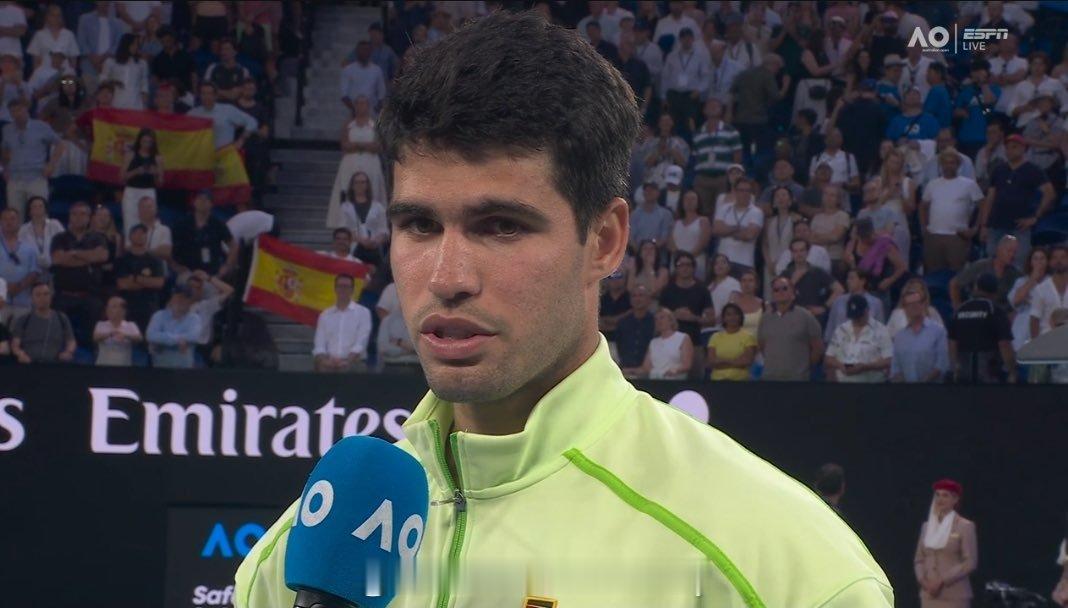 卡洛斯·阿尔卡拉斯击败兹维列夫首进澳网决赛后表示：“是信念，自始至终保持信念。我