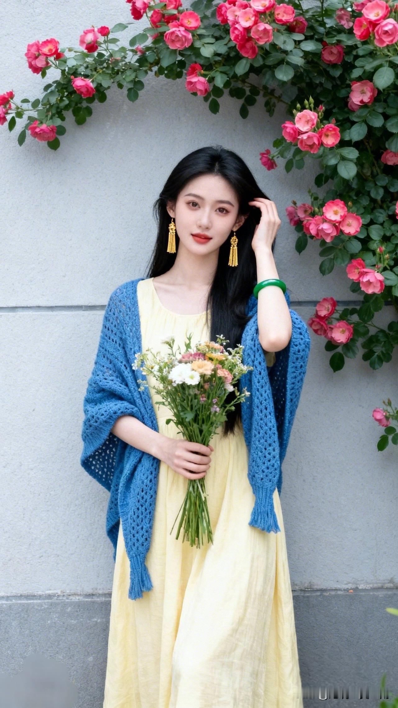 温柔花束，浪漫时光，少女心满满。美女的美丽瞬间分享