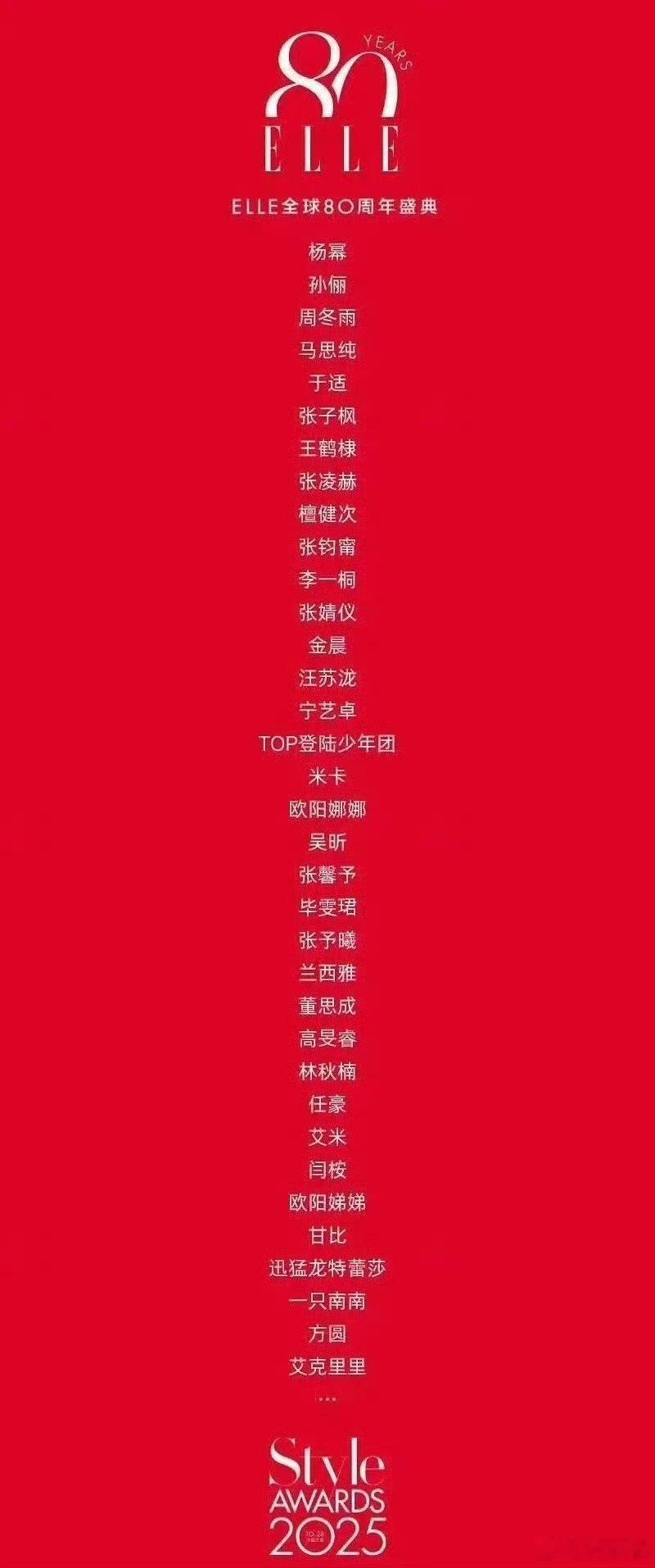 ELLE80周年盛典出席名单ELLE80周年盛典全阵容 谁看了这个出席名单不疯狂
