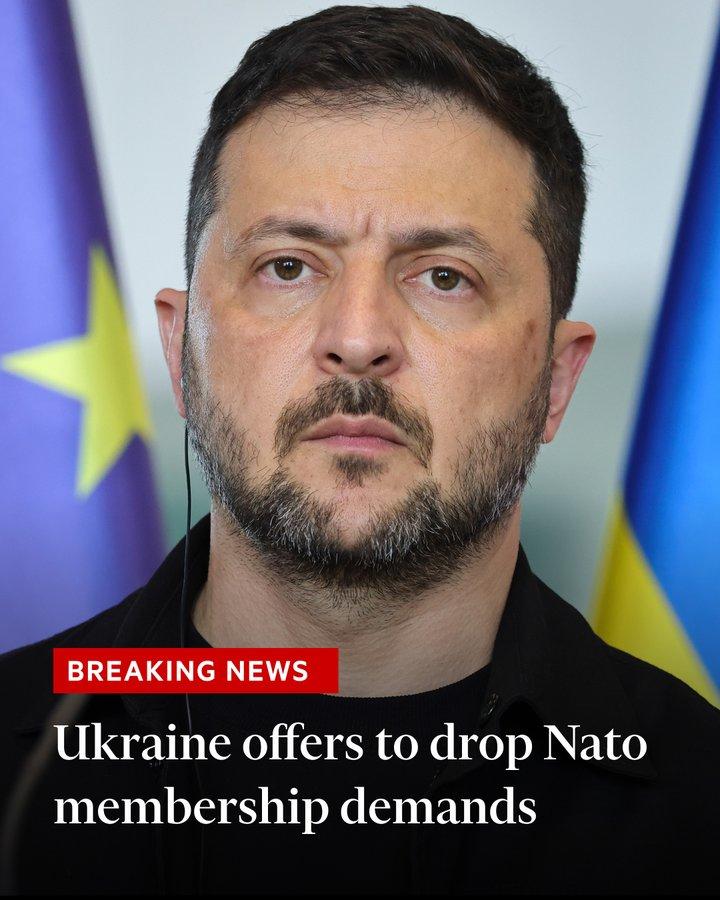 金融时报——乌克兰总统泽连斯基表示，他准备放弃加入北约的要求，以换取美国和欧洲的