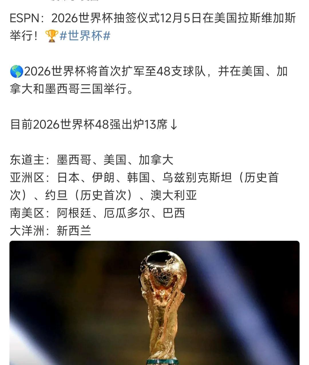 2026年世界杯首次扩军48个球队，这都没有国足，是不是还要扩军？？

我认为参