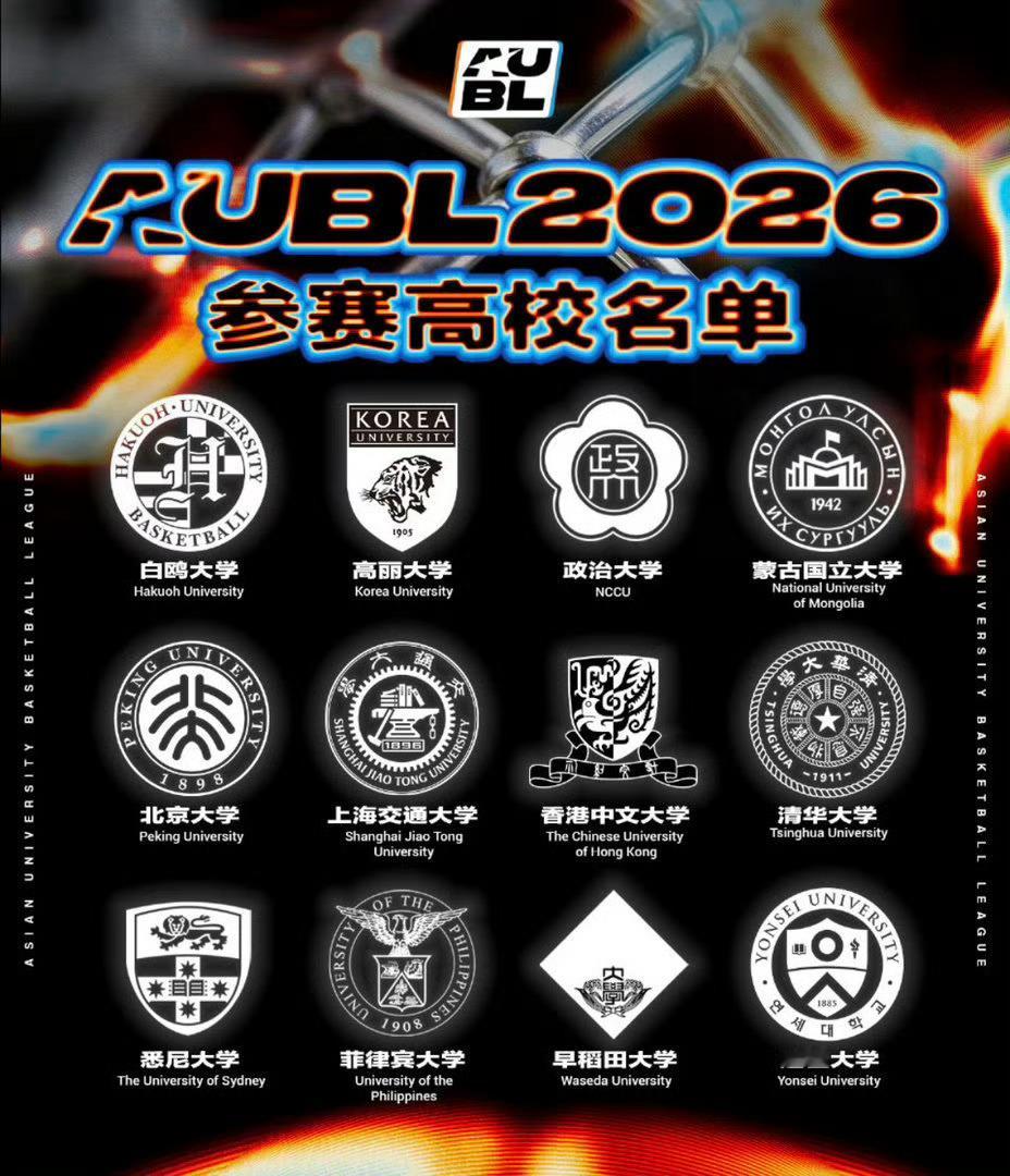 8月2日-8月9日 不见不散AUBL官宣2026赛季参赛球队这个篮球联赛集齐了亚