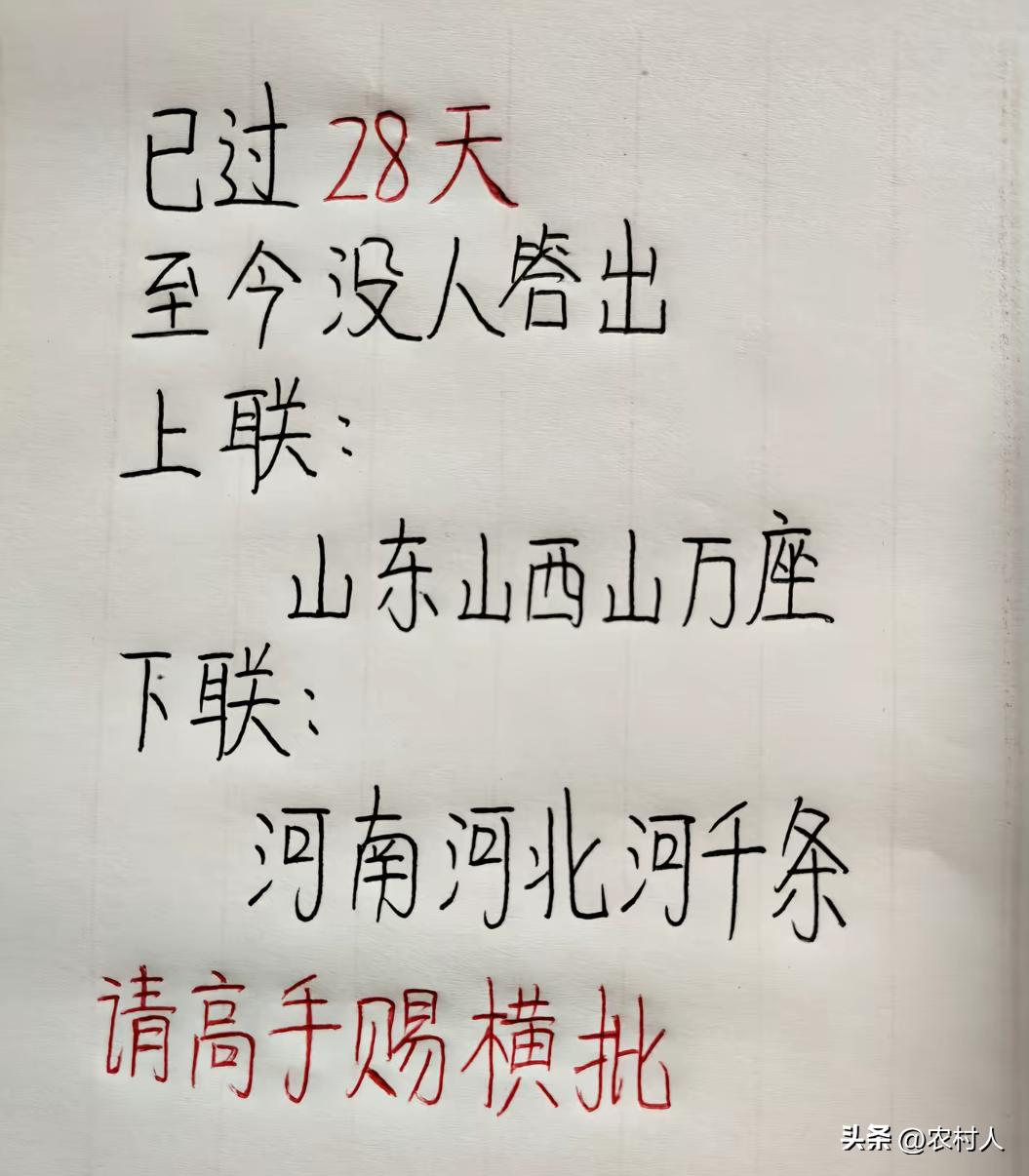 请高手赐一个横批，征用以后必有重谢！