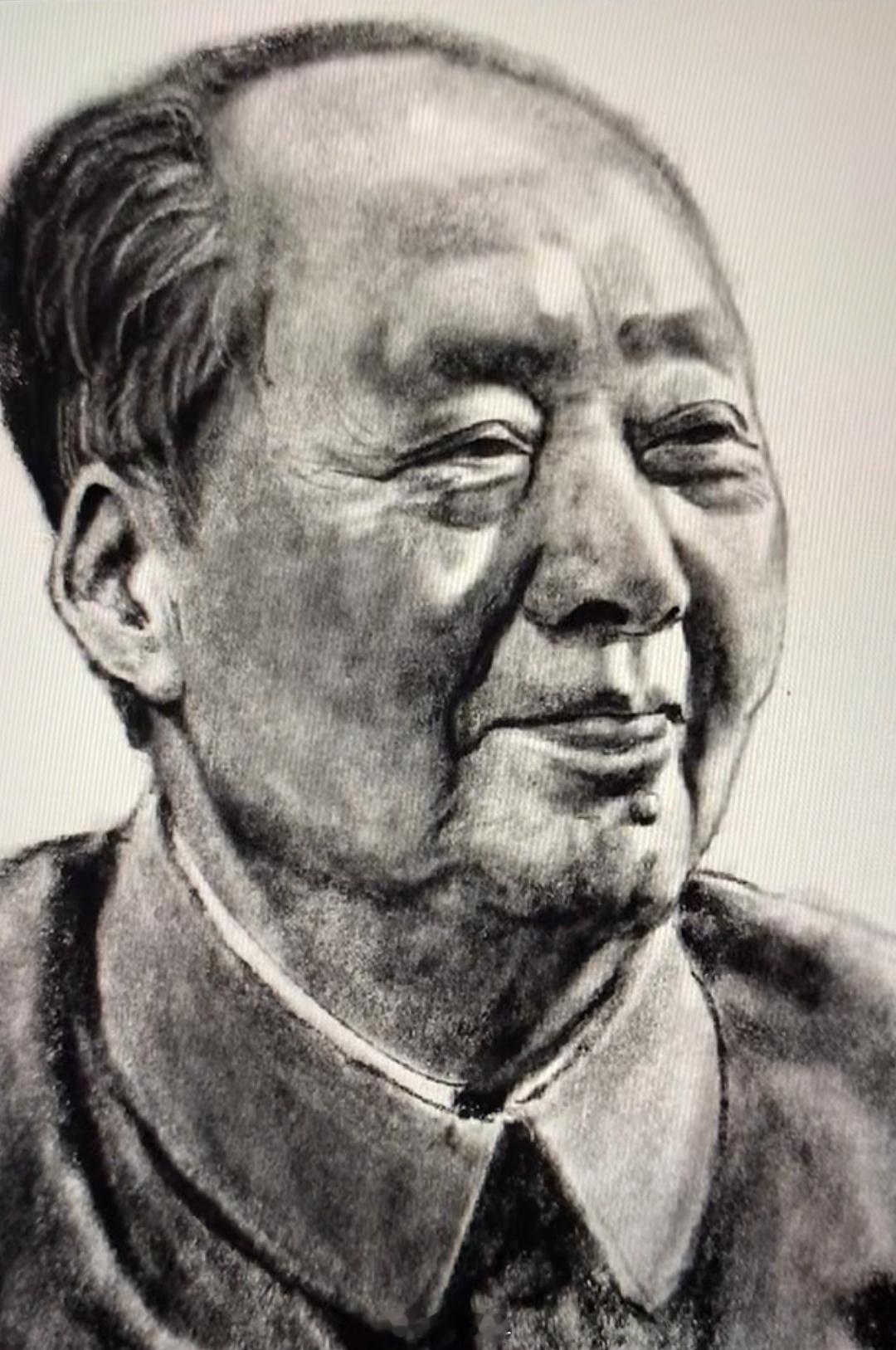 前段时间偶然刷到一个直播间，画家正在画晚年的教员（图1），看了非常震撼。今天大数