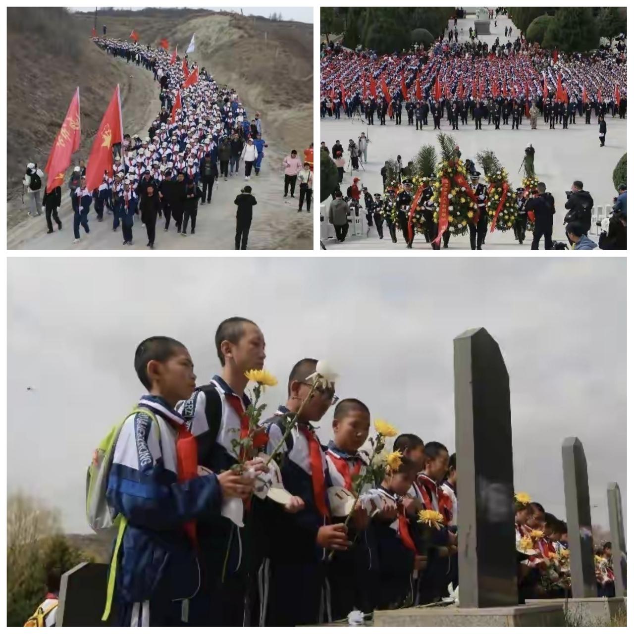 ✨固原的师生走了54公里祭扫烈士墓✨

☑️首先，这种精神值得点赞! 学生们非常