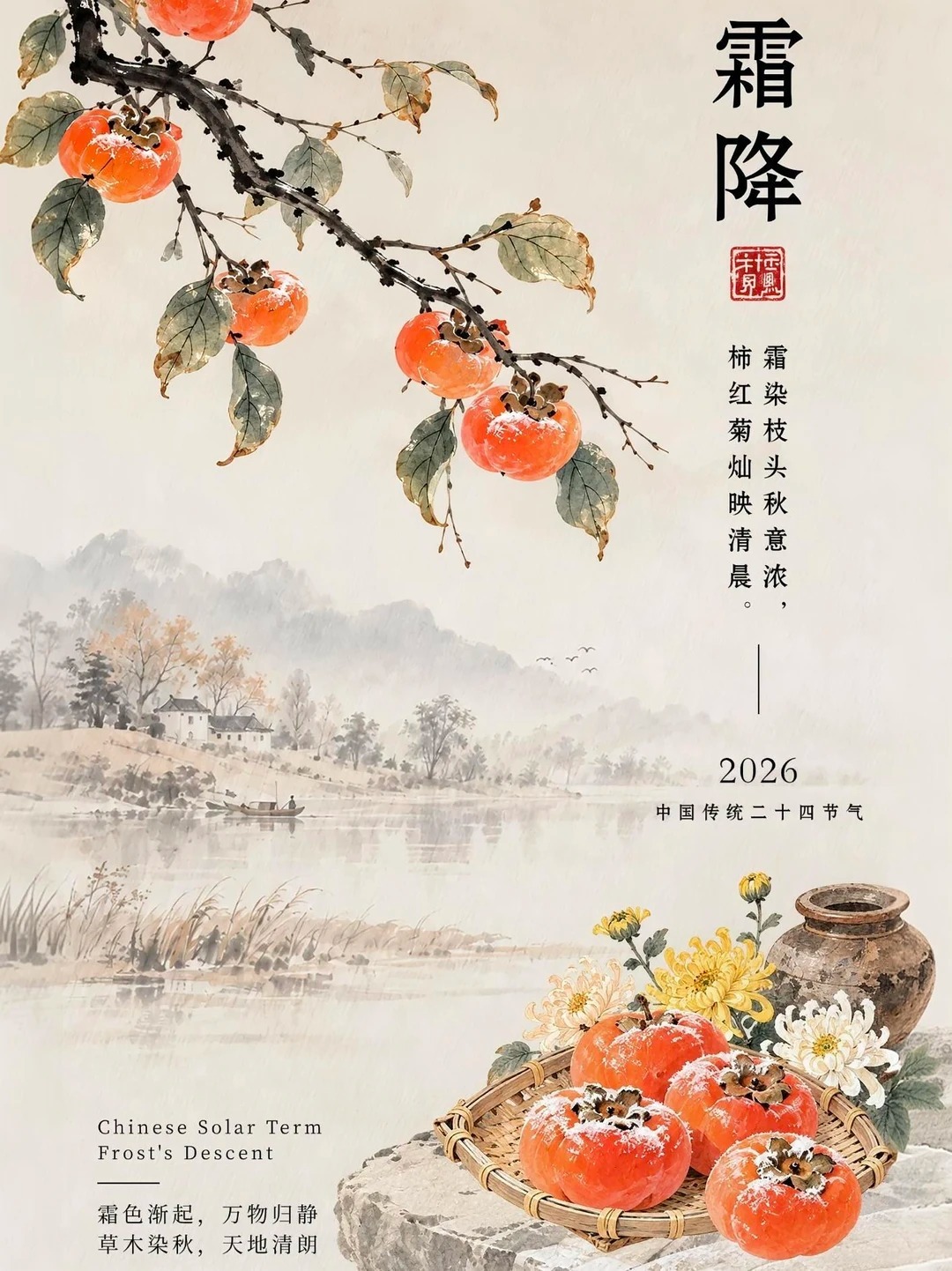 霜降时节吃柿子  霜降囤柿子的同学看！空腹到底能不能吃？霜降前后柿子正甜，脆柿、