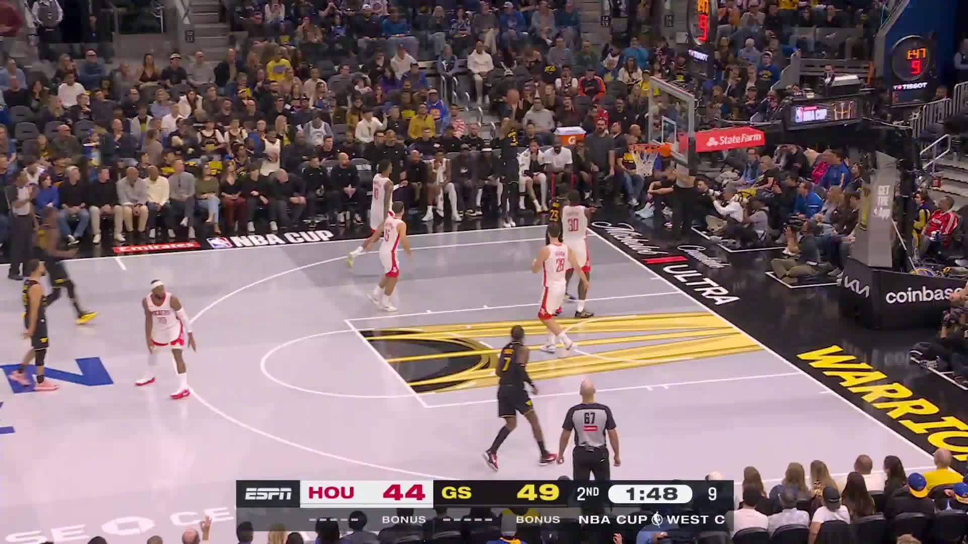 理查德远投三分！火箭vs勇士