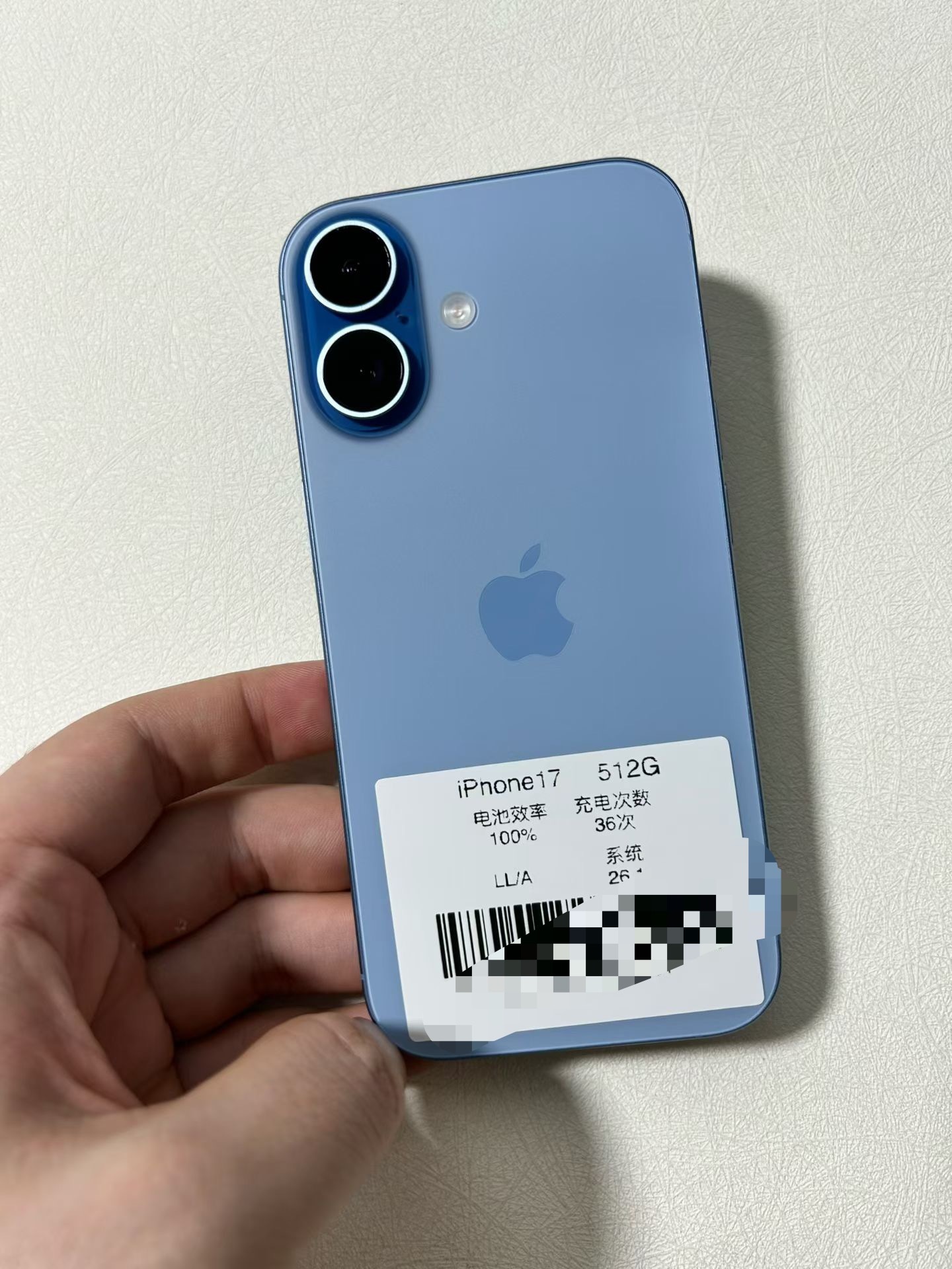 美版无锁iPhone17  512G 顶配，电池效率100% 充电36次的完美成