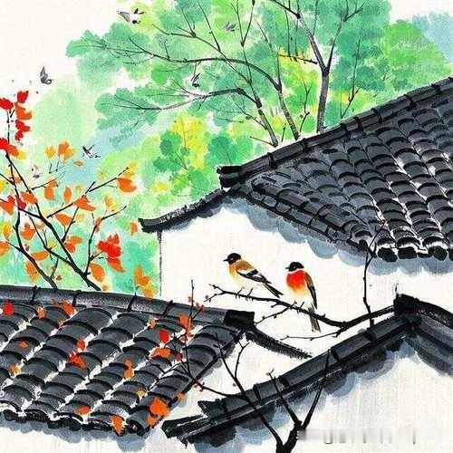 《春晚书山
家屋壁二首•其一》
——唐•贯休
柴门寂寂黍饭馨，
山家烟火春雨晴。