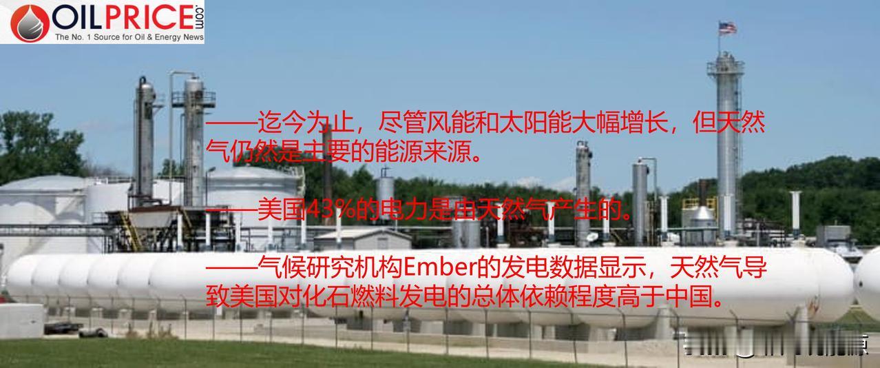 天然气在美国电网中占据主导地位

天然气最初是作为一种发电燃料出现的，用来取代污