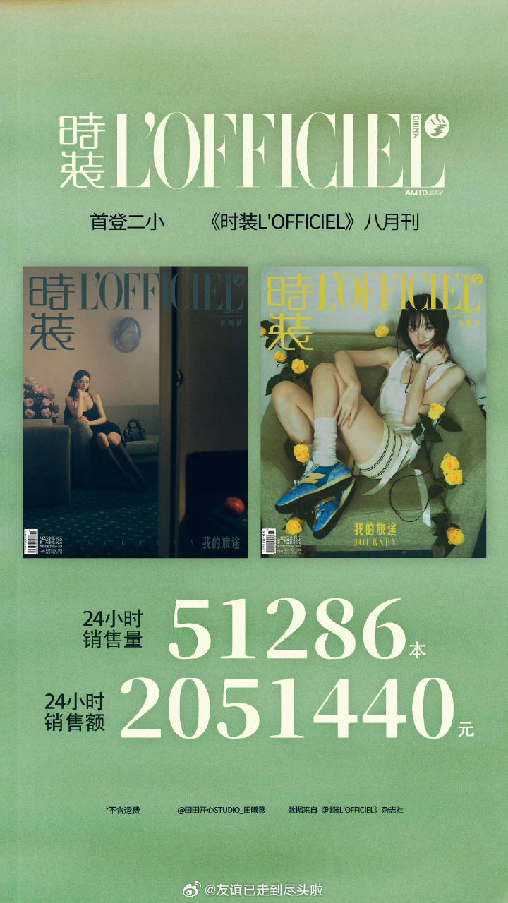 田曦薇首登二小杂志战报：24h销量51286本破200w一直觉得她只是打响了知名