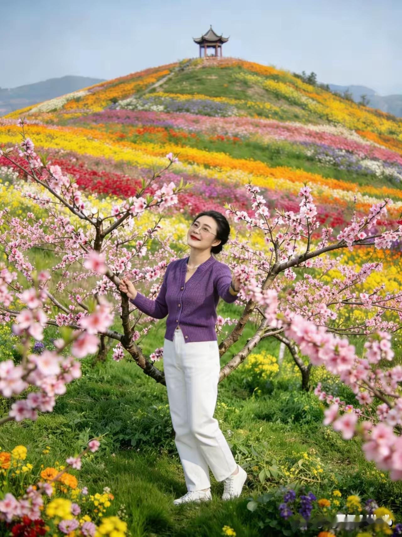 四块玉·海棠春晓
霞染棠，和风畅，
烟絮轻丝柳色扬。
凝眸不负春韶朗。
揽芳菲，