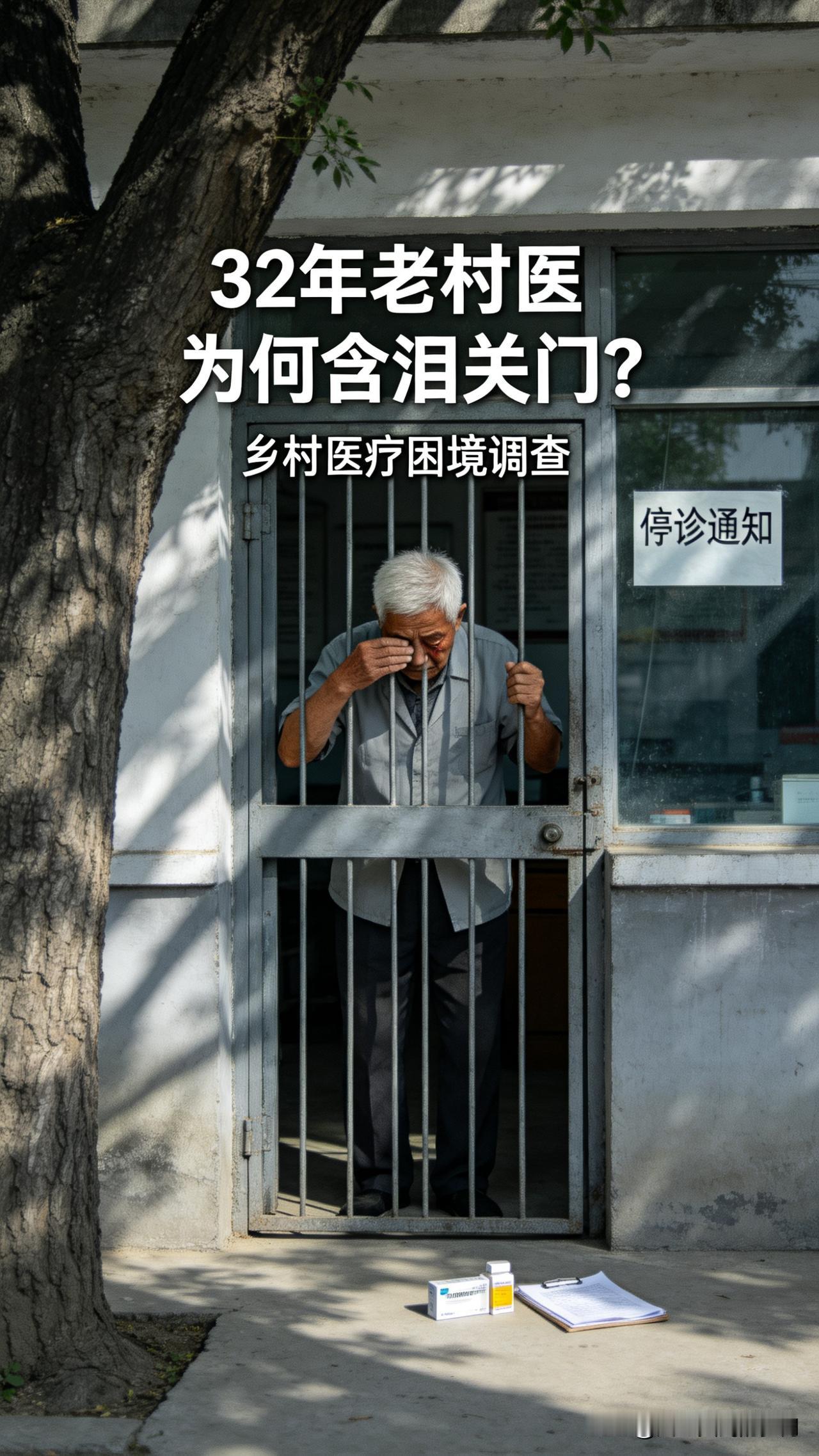 基于搜索到的村医生存现状、政策背景及典型案例，我将以“32年老村医关门”为切入点