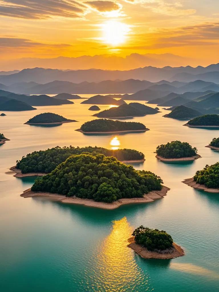 当夕阳的余晖洒在广东河源的万绿湖，这片广袤的水域便化作了梦幻的画卷。河源美景随手