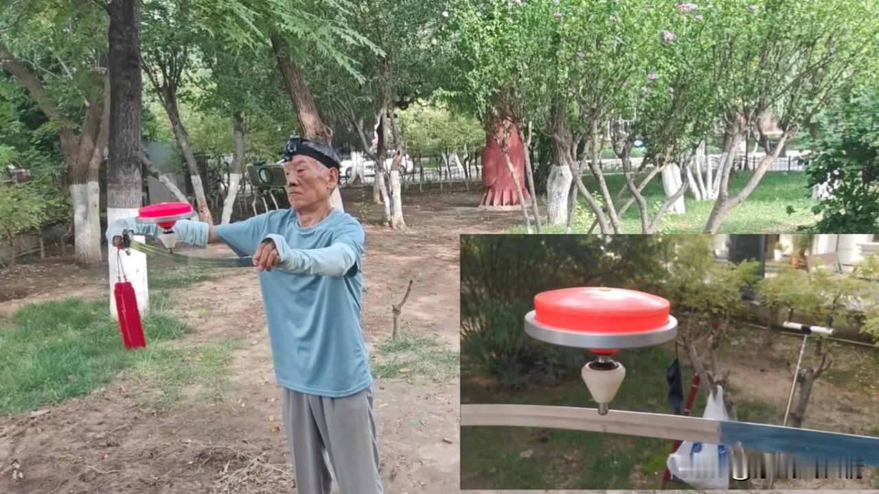大爷晨练瞎捣鼓将原来不可视头顶支架改为可视拍摄！