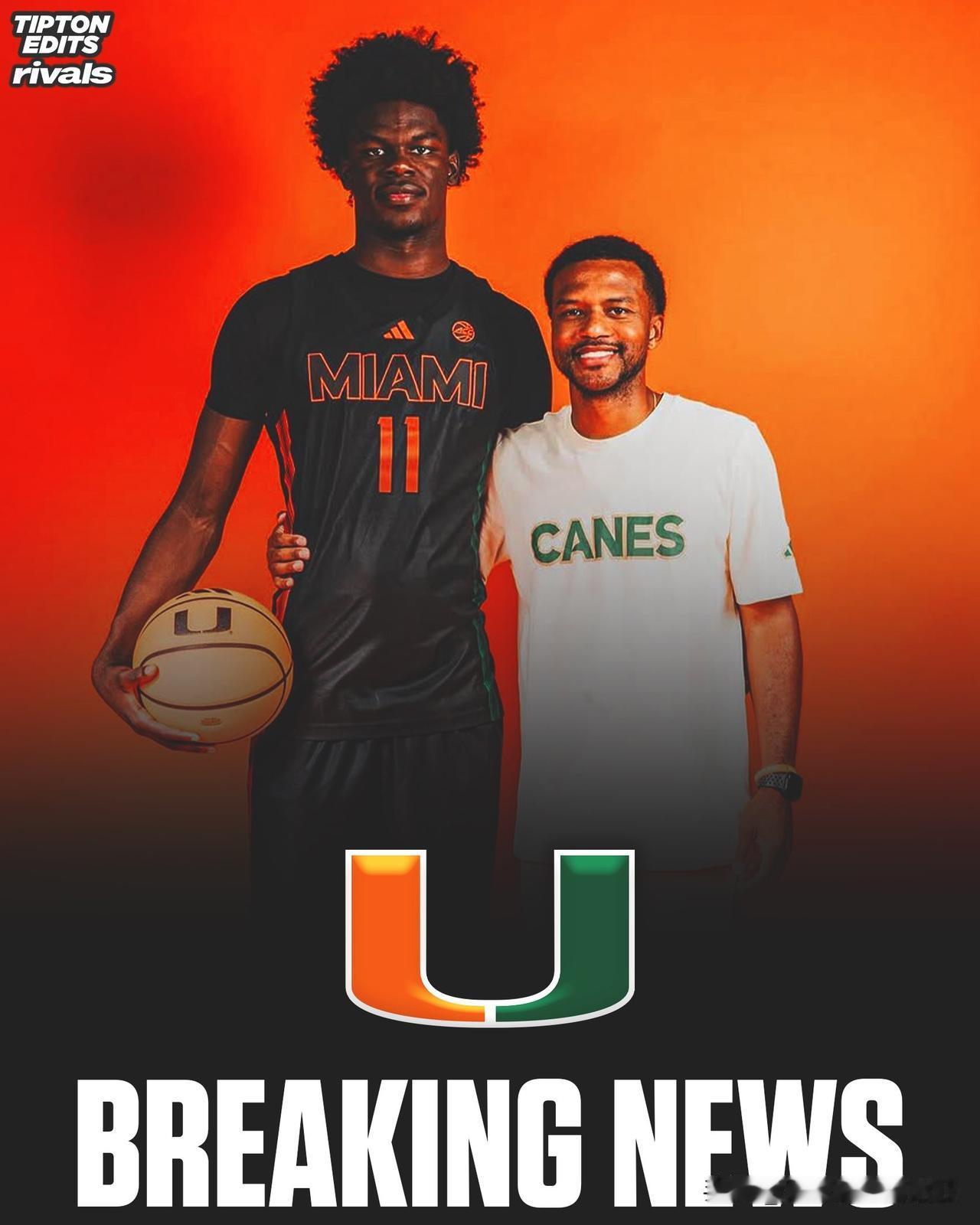 五星前锋Caleb Gaskins宣布承诺NCAA男篮 迈阿密大学，身高6-8=