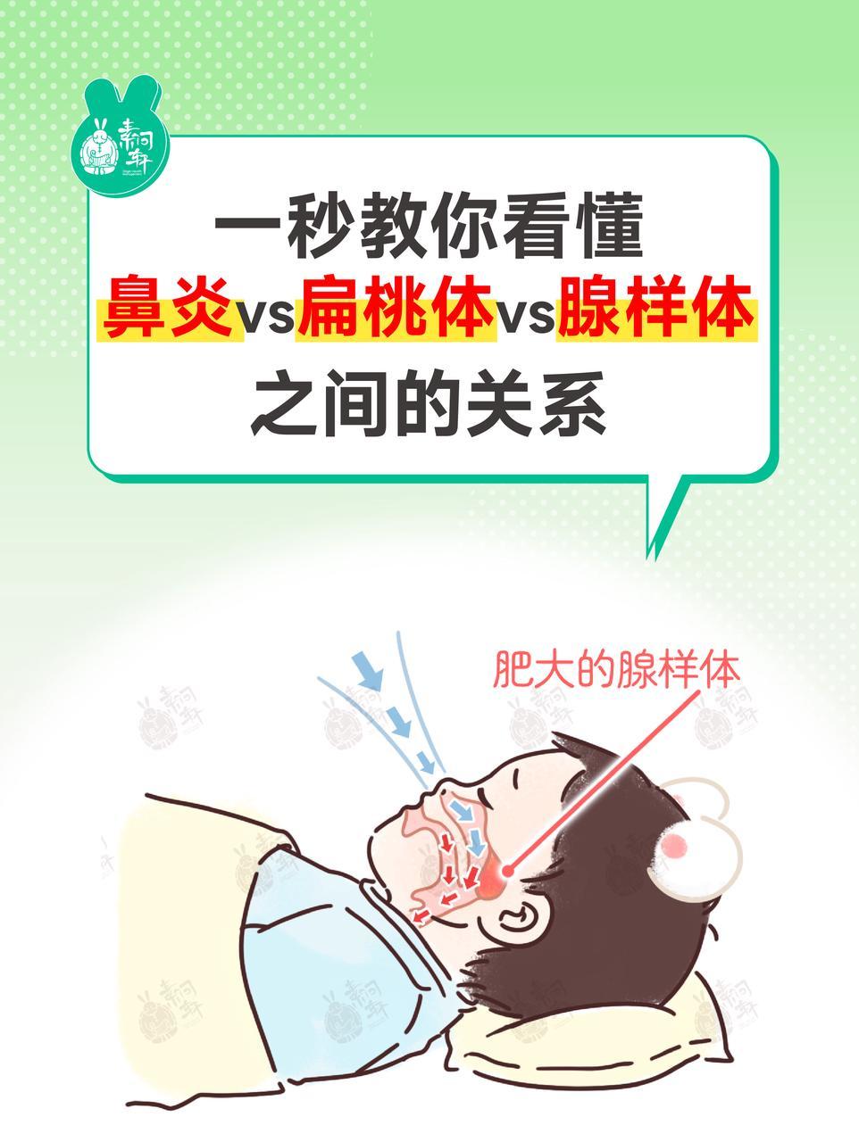 一图秒懂✅鼻炎、扁桃体、腺样体肥大的关系