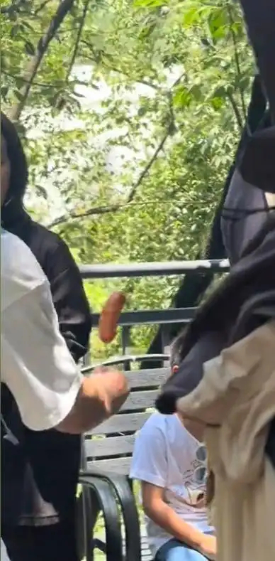 偶遇李晟李佳航一家三口，出游黄果树瀑布。手拿5元烤肠，一点没明星架子 