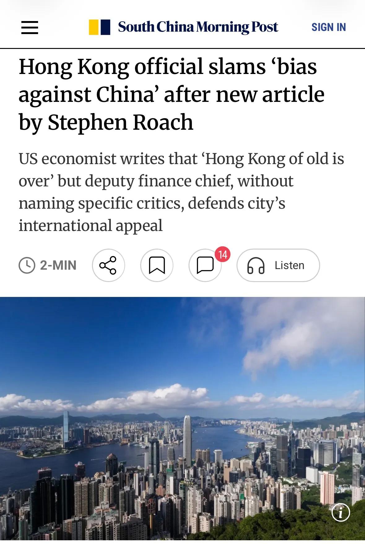 曾在2024年抛出“香港完了（Hong Kong is over）”论断的美国经