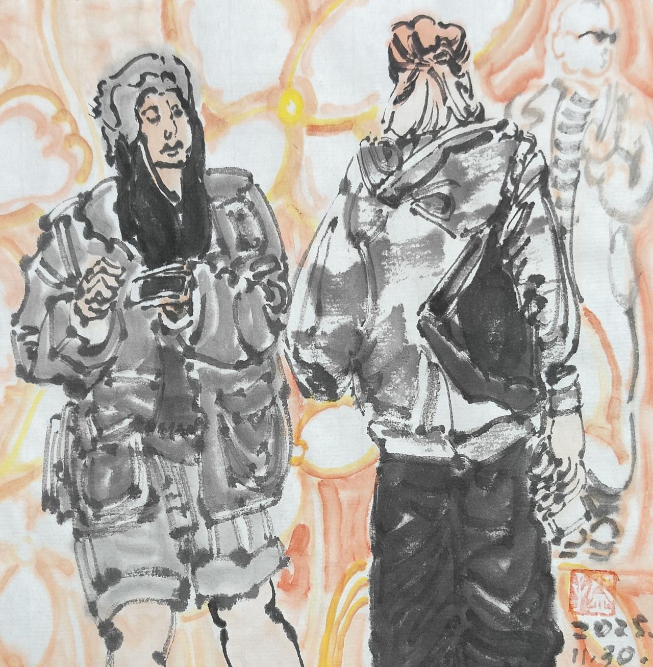 碗子的纸片水墨