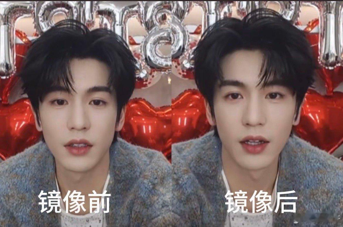 我以为大家的脸镜像后都会发现自己的脸歪七扭八的，直到看到张凌赫。。。粉丝给张凌赫