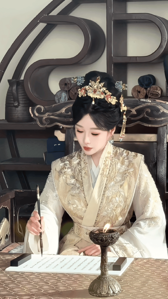 比长剧还卷的短剧女主妆造来了 红嫁衣明艳大气，青宫装温婉端庄，浅金裙灵动娇俏。温