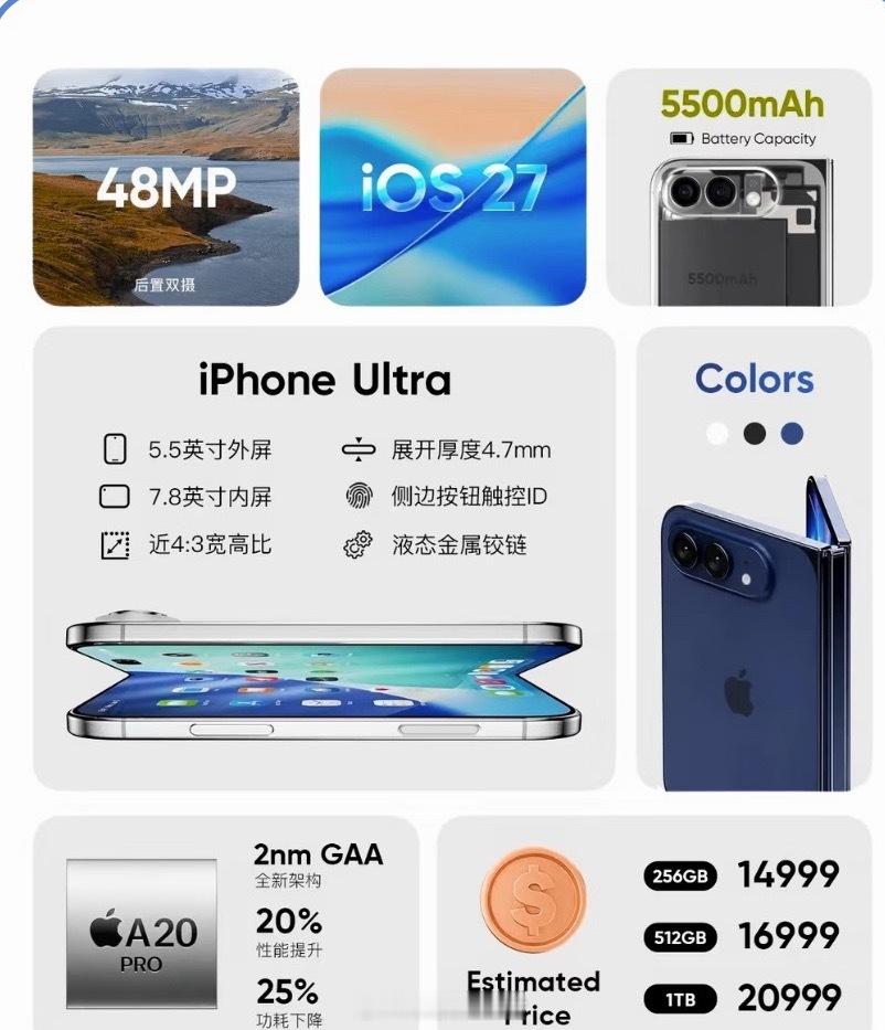 曝折叠屏iPhone已开始生产离9月的秋季发布会很快了会和iPhone 18 P