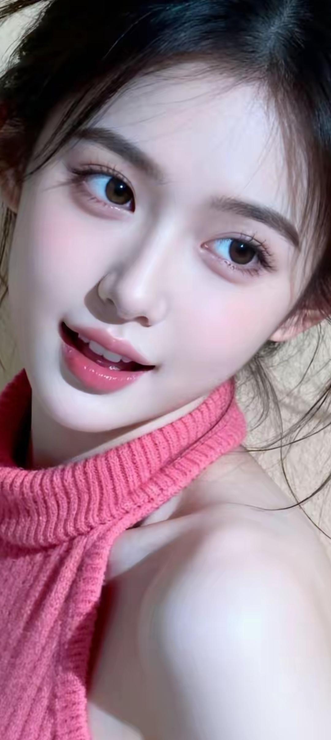 甜美少女心，粉色毛衣的温柔诱惑💖