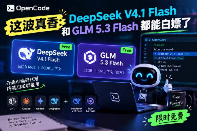 免费白嫖DeepSeek V4.1 Flash 和 GLM 5.3 Flash