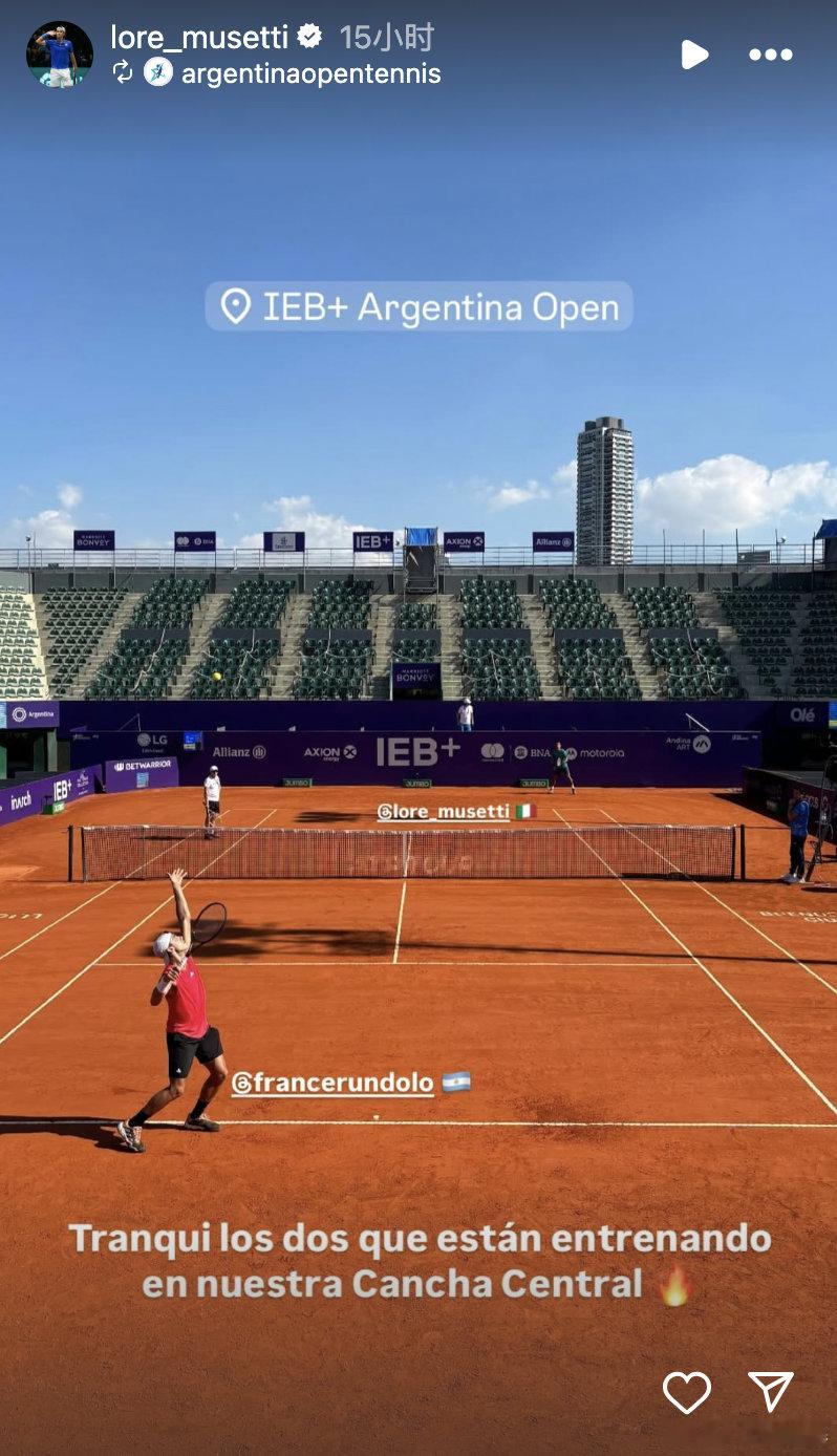 意大利人穆塞蒂已经抵达 ATP250  布宜诺斯艾利斯公开赛认真备战💪🏻 