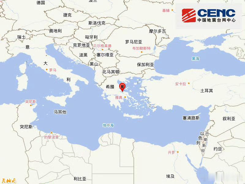 地震快讯中国地震台网正式测定：06月07日18时02分在希腊（北纬38.70度，