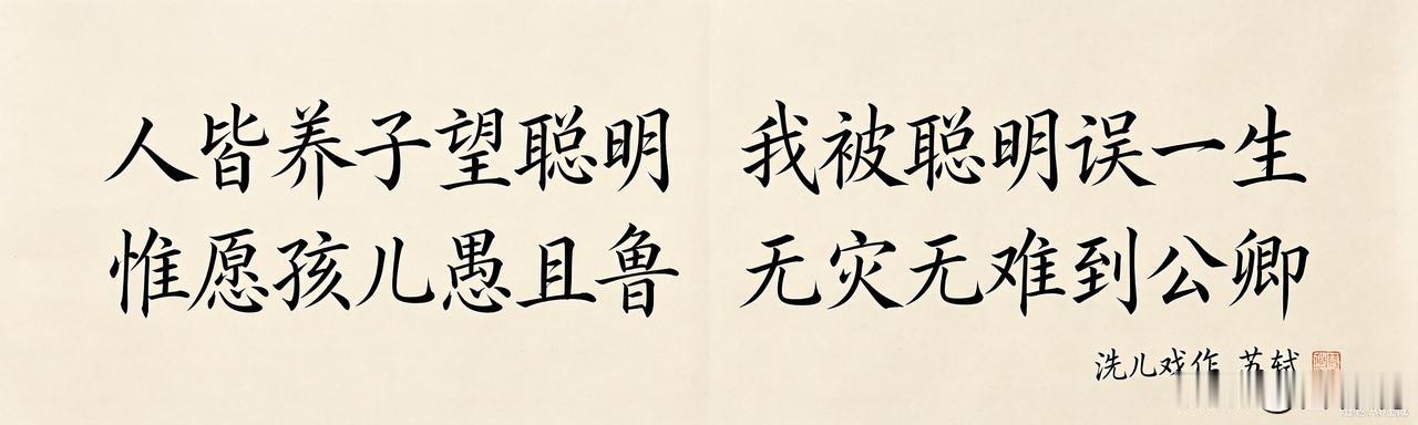 苏轼《洗儿戏作》诗:

人皆养子望聪明，我被聪明误一生。
惟愿孩儿愚且鲁，无灾无
