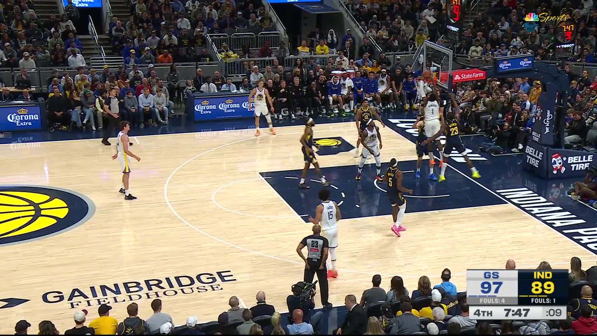 库明加双手暴扣得分！勇士vs步行者 ​​​