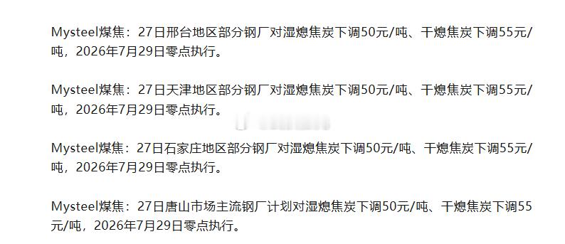 钢厂对焦炭的第二轮提降开始了。期货