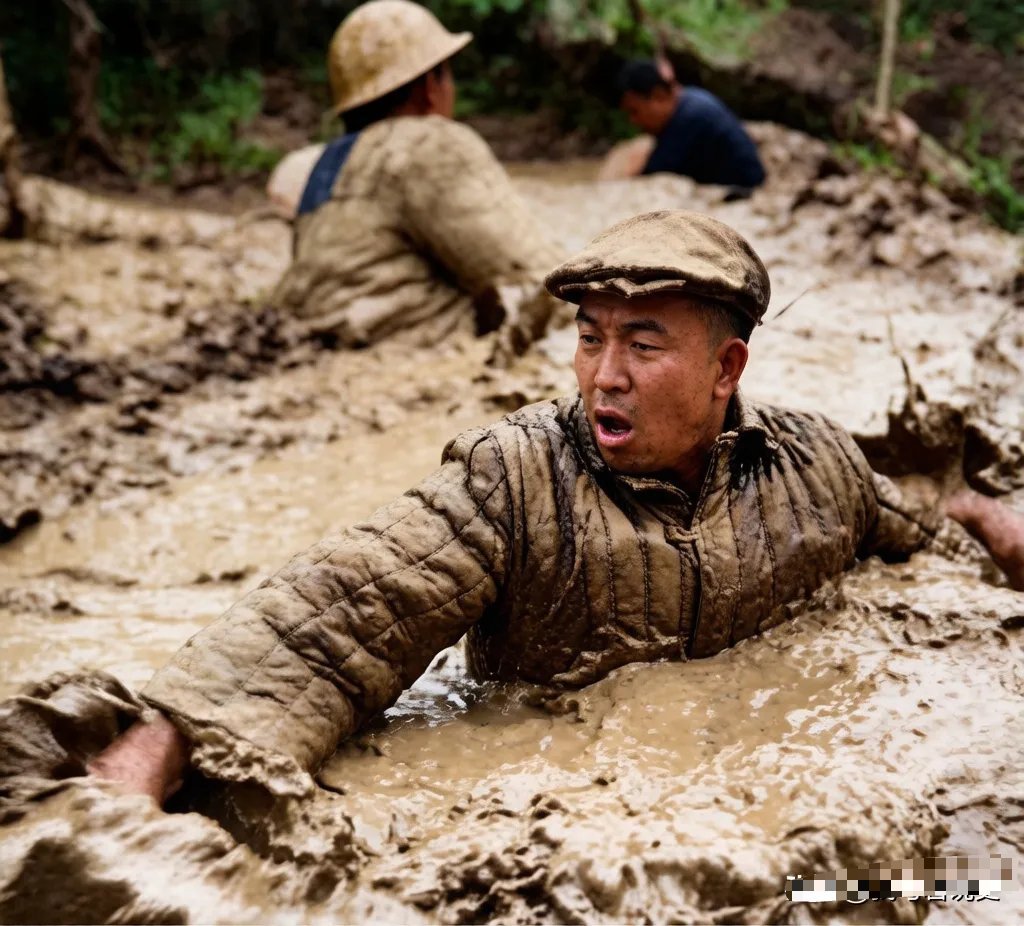 这浑身泥浆、在泥坑里拼命挣扎的汉子，看着就让人心疼又敬佩。你猜这是哪位“狠人”？