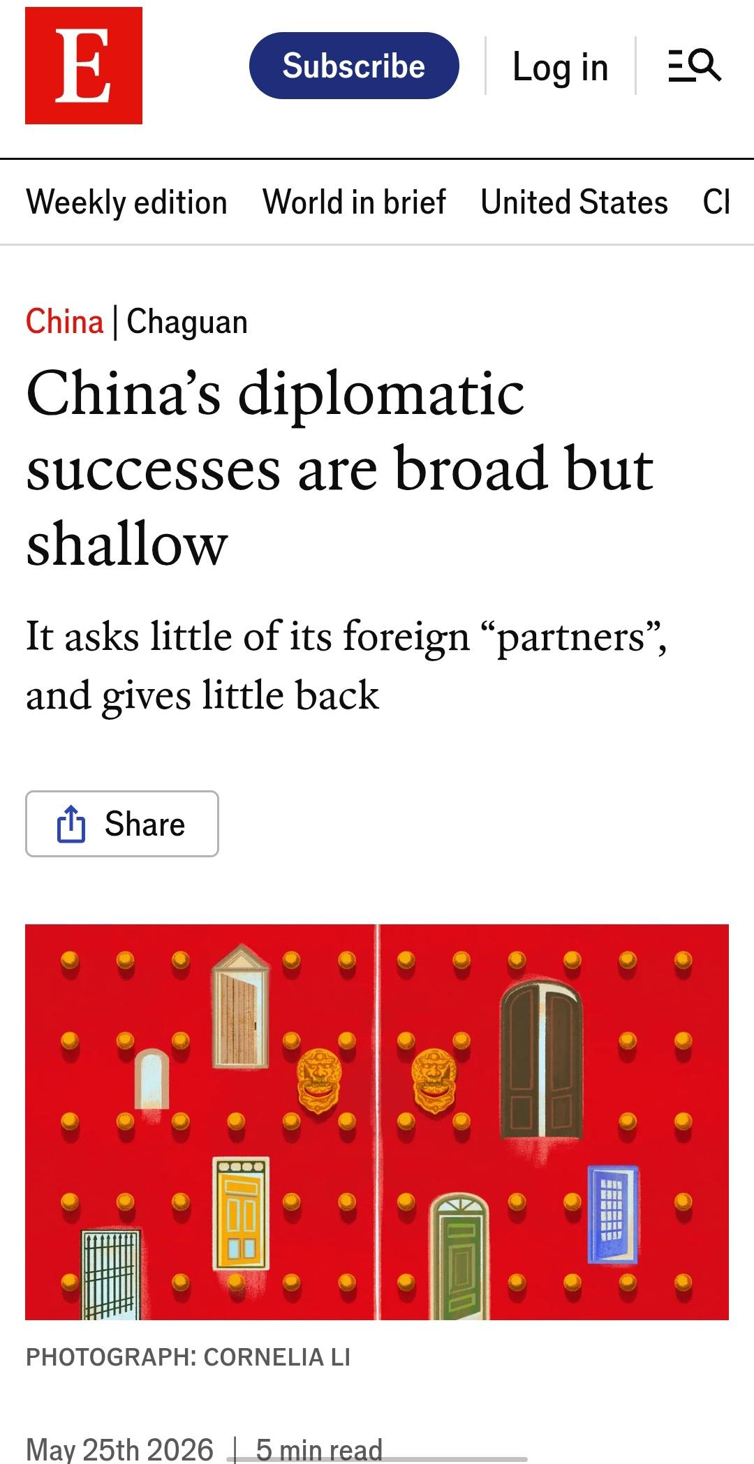 外媒说我们的外交成果广而不深、对外国伙伴要求低、回馈也少。

西方判定外交深浅，
