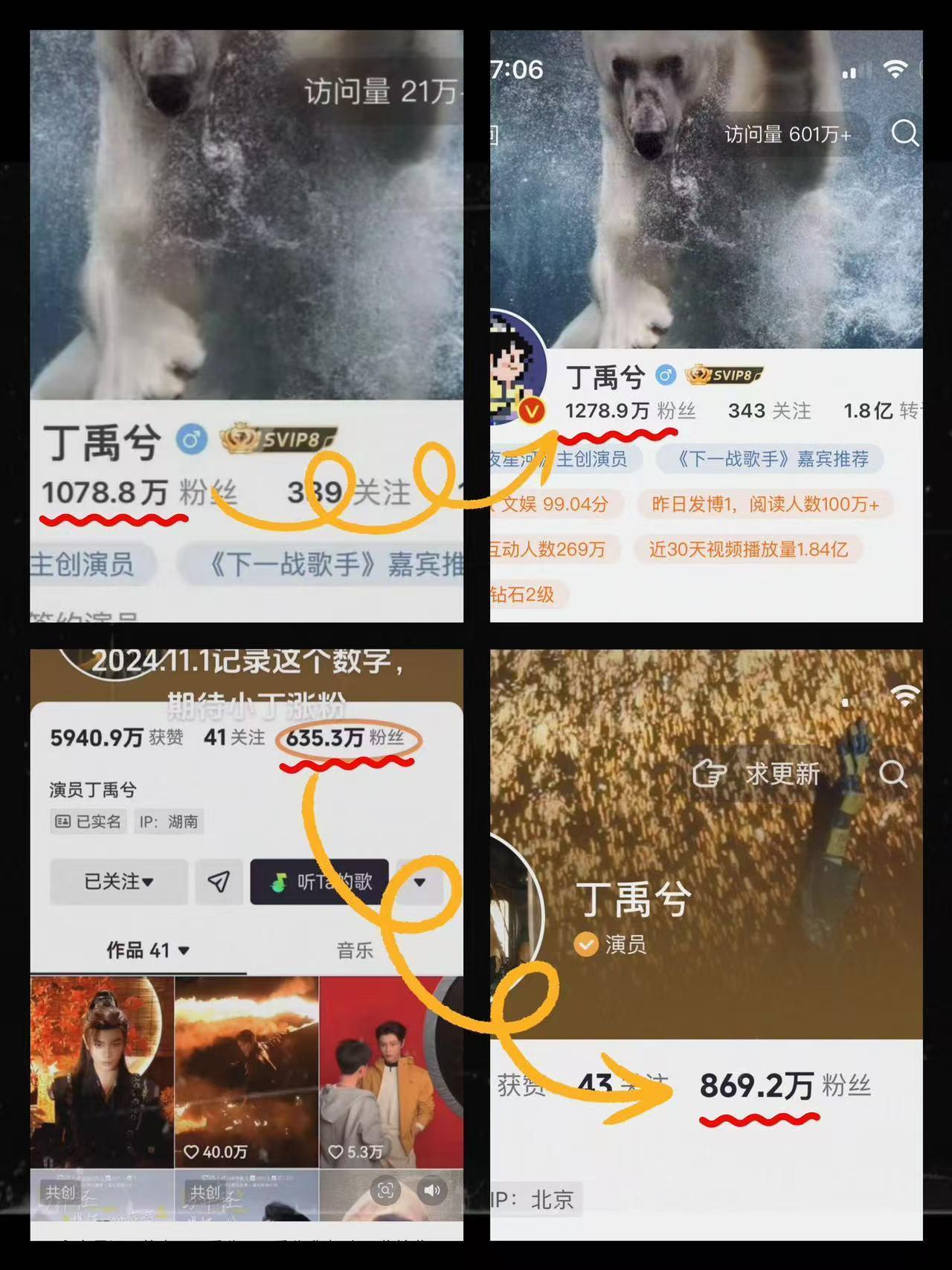 《永夜星河》开播以来，丁禹兮的社交媒体粉丝数不断攀升，微博抖音均增长超过200万