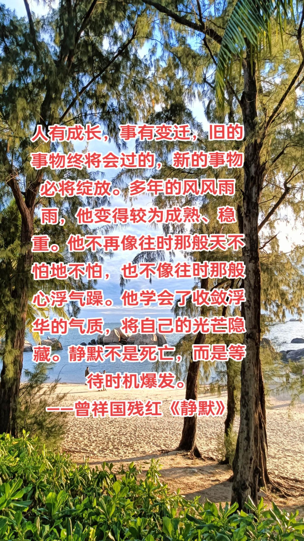 人有成长，事有变迁，旧的事物终将会过的，新的事物必将绽放。多年的风风雨雨，他变得