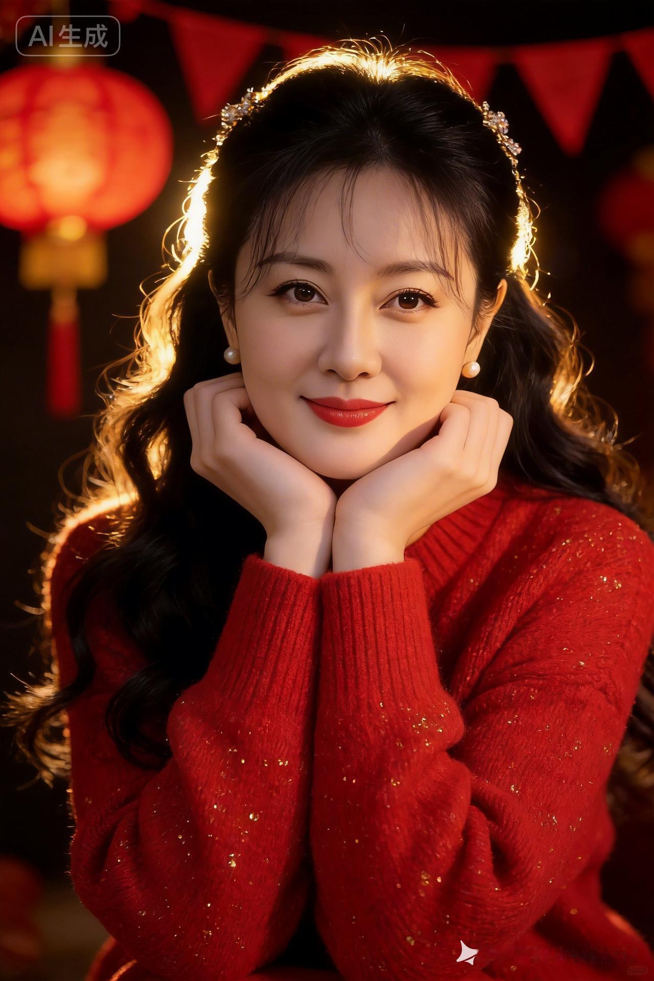新年氛围照🎉✨ 红衣少女与灯笼的浪漫邂逅💖
