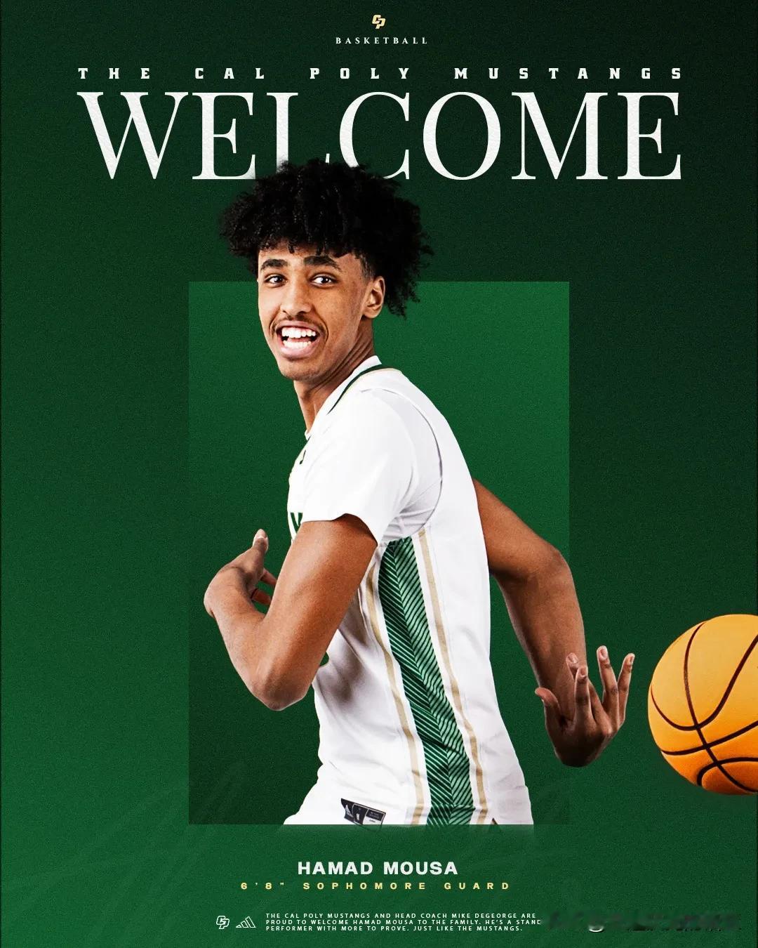 代顿大学侧翼Hamad Mousa宣布转学至Cal Poly，隶属于Big We