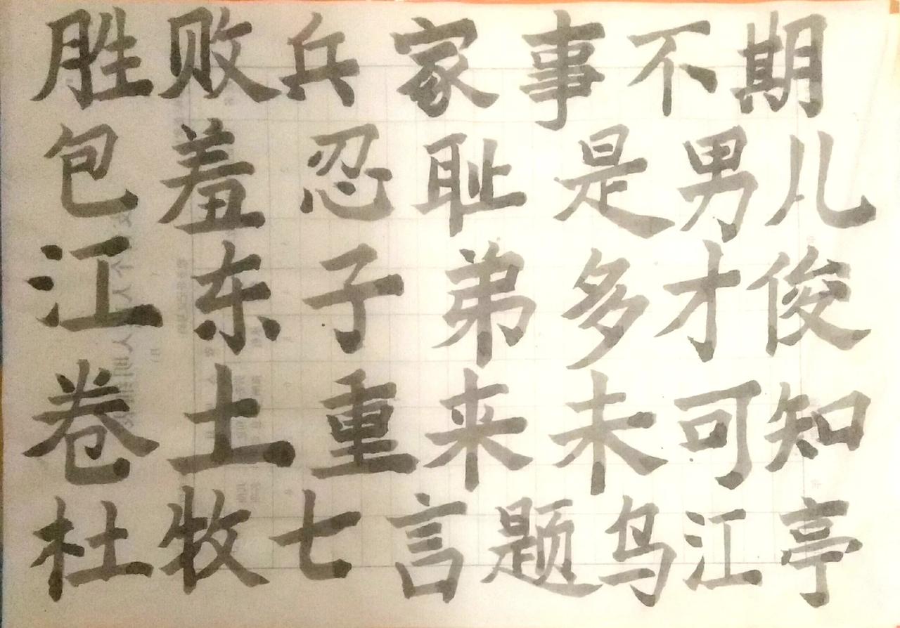 歌曲里的词句：当霜雪飘时，但愿花亦艳红，未惧路上霜雨浓闲時练字。 晒一晒书法作品