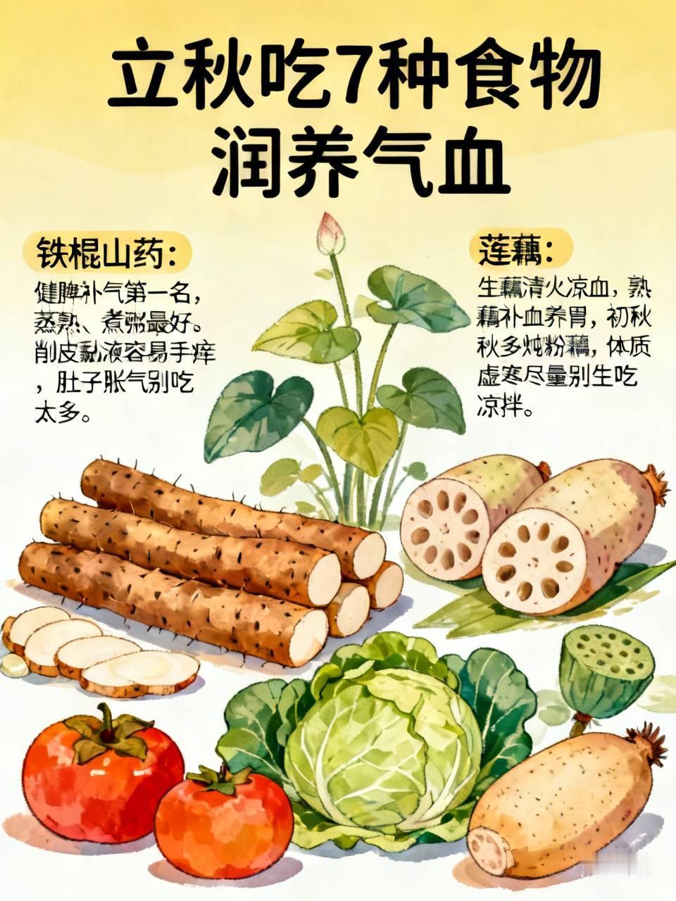 立秋吃7种食物润养气血

立秋一到，一边还有三伏天的暑湿气，一边秋燥悄悄找上门。