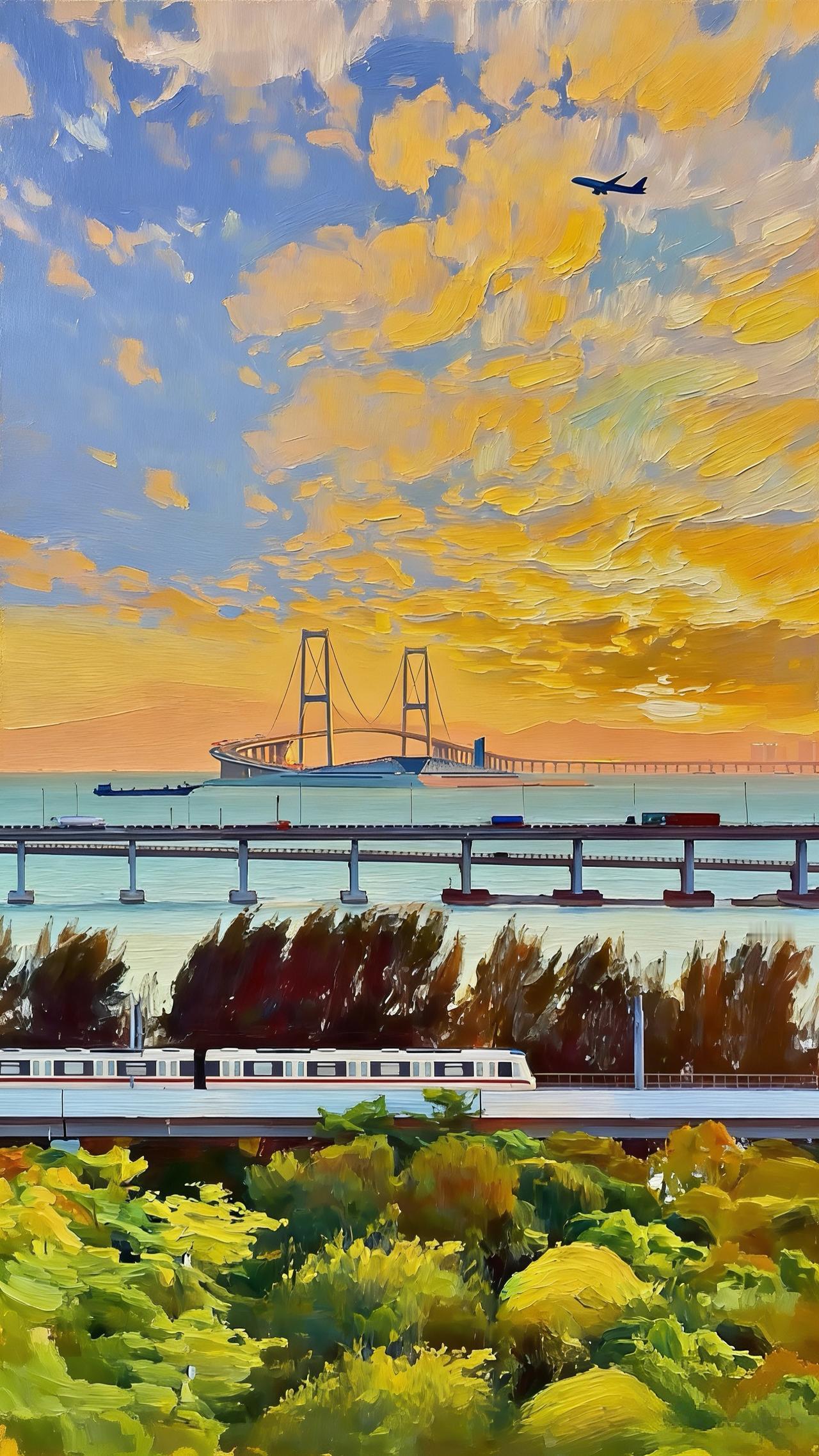 一张独具深圳实景的卷轴画，说顶级不为过！😄😄🍒🌸