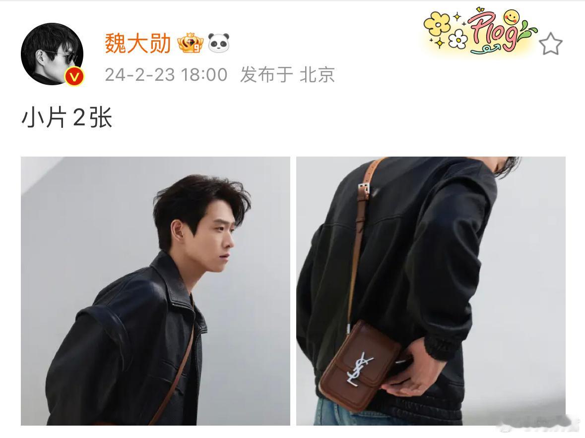 #魏大勋皮衣飞行员夹克# 魏大勋晒了小片2张，是超级帅气穿皮衣飞行员夹克版的勋总