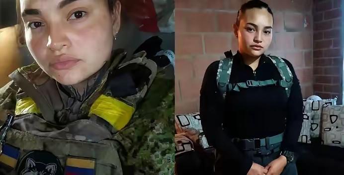 哥伦比亚女雇佣兵丹妮埃拉在扎波罗热被俄军俘虏时，身上还缠着战友们仓皇逃离时没来得